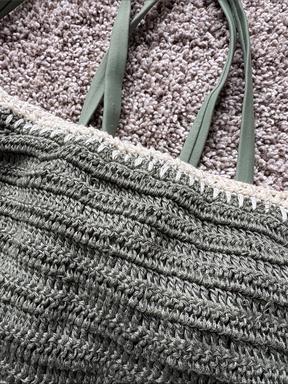 Olive Green Crochet Trim Bikini Set - Picture 4 of 6